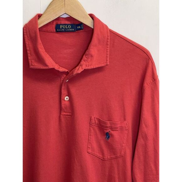 Ralph Lauren Red‎ Short Sleeve Soft Polo Shirt Men's Size XXL Blue Pony Logo - Picture 1 of 6